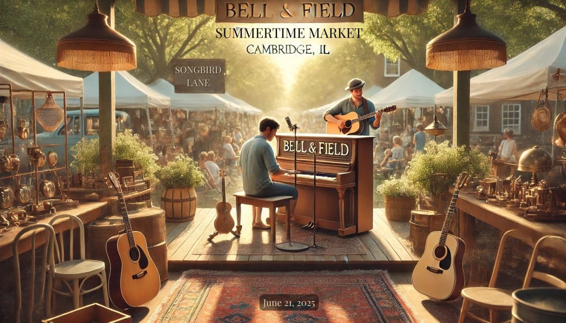 bell and field at summertime market at songbird lane june 21