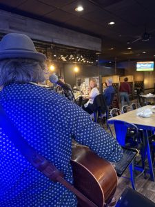Musician performing in a bar